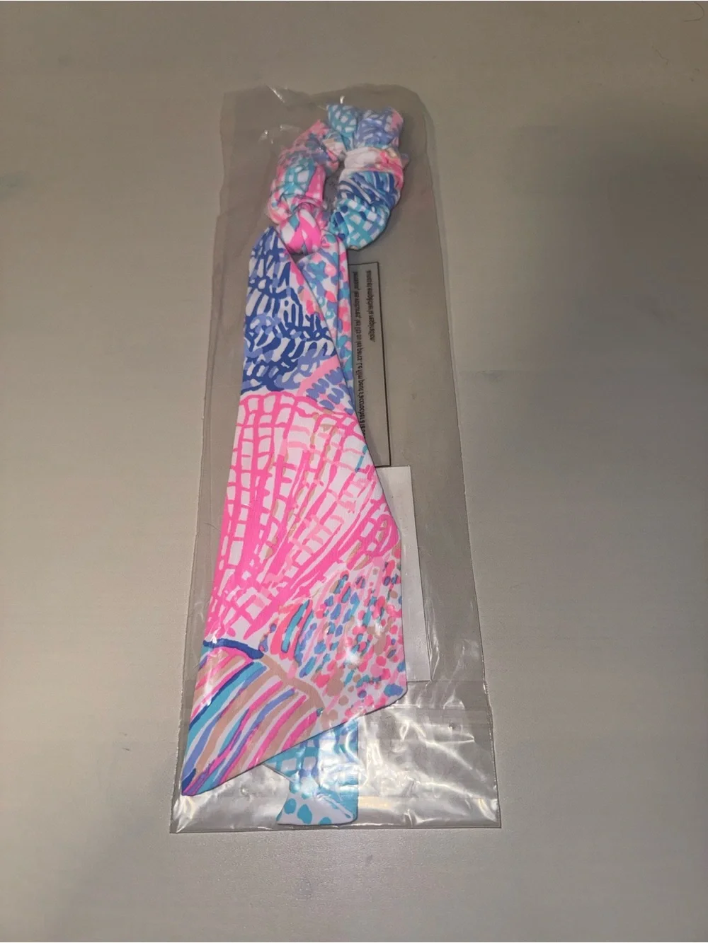Lilly Pulitzer Pink & Blue Patterned Ribbon Scrunchie